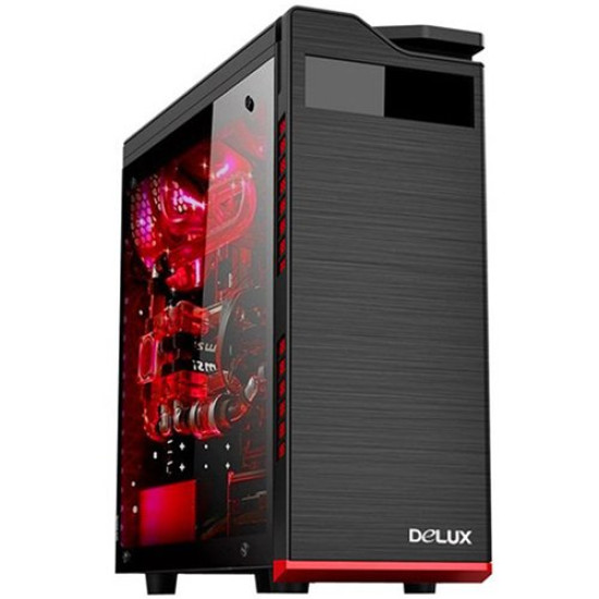 Chassis DELUX DW701 ATX,HDD 4, SSD 3 USB2.0, without PSU, Black Шаси