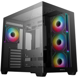 DeepCool CG530 4F, Mid Tower, Mini-ITX/Micro-ATX/ATX, Rear Connector support, 2xUSB3.0, 1xType-C Gen 2, 1xAudio, 3x120mm ARGB Reverse Fan, 1x120mm ARGB Fan, Tempered Glass, Mesh Panel, Black, R-CG530-BKADA4-G-1 Шаси