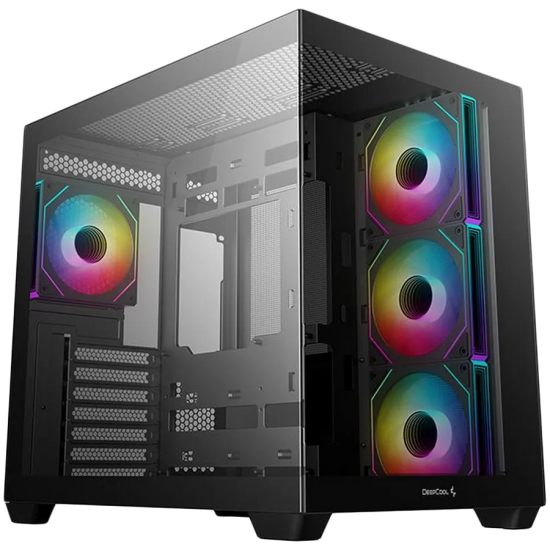 DeepCool CG530 4F, Mid Tower, Mini-ITX/Micro-ATX/ATX, Rear Connector support, 2xUSB3.0, 1xType-C Gen 2, 1xAudio, 3x120mm ARGB Reverse Fan, 1x120mm ARGB Fan, Tempered Glass, Mesh Panel, Black, R-CG530-BKADA4-G-1 Шаси