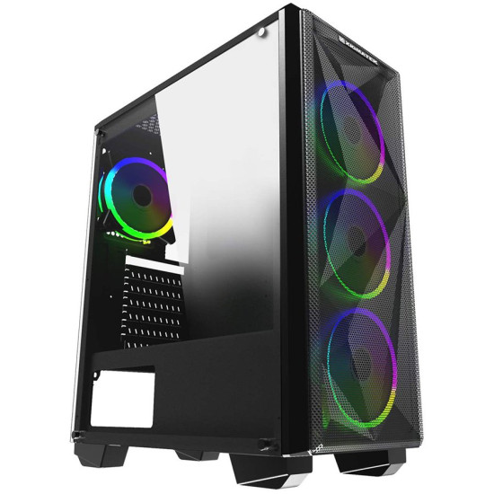 Chassis Beast EN42876, ATX, M-ATX, Mini ITX, USB3.0x1, USB2.0x2, Front Mesh Grill & Left Tempered Glass, CY120 Fansx4 (Fx3 & Rx1) Шаси