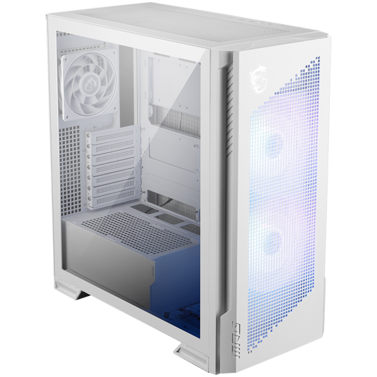 MSI MPG VELOX 300R AIRFLOW PZ WHITE, Mid-Tower, E_ATX/ATX(Back-connect supported)/M-ATX/ITX, 2x USB 3.2, 1x USB Type-C 20Gbs, 1x Audio/Mic, LED Button, ARGB Fan Hub, 2x 160mm ARGB + 1x 120mm Black Dual Layer Blades Fans, Mesh Panel, Tempered Glass Шаси