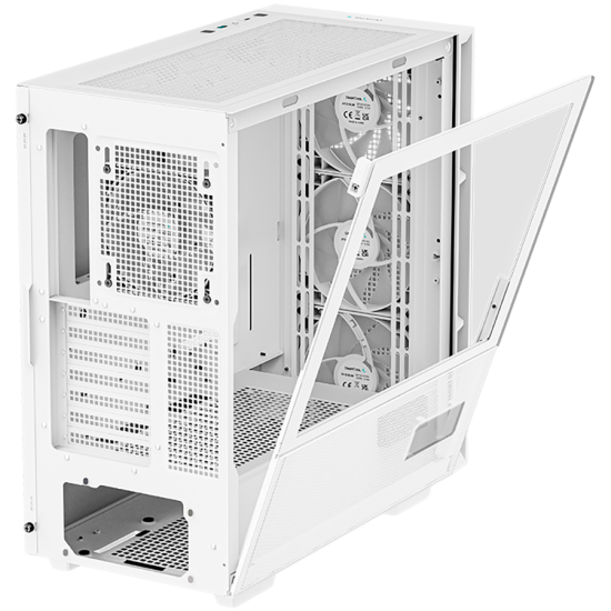 DeepCool CH560 Digital WH, Mid Tower, Mini-ITX/Micro-ATX/ATX/E-ATX, 1xUSB3.0, 1xType-C, 1xAudio, 3x140mm+1x120mm Pre-Installed ARGB Fans, Tempered Glass, Mesh Panels, Dual-Status Digital Display, GPU Support Arm, White, R-CH560-WHAPE4D-G-1 Шаси