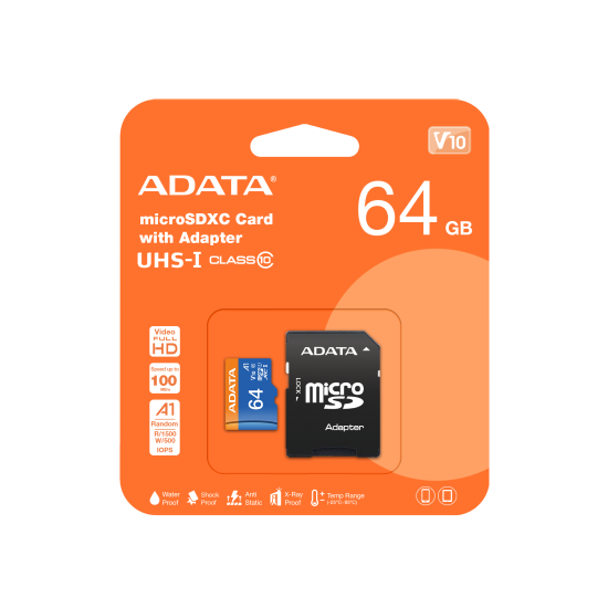 ADATA SDMICRO 64GB UHS-I CL10A1 PLASTIC