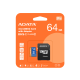 ADATA SDMICRO 64GB UHS-I CL10A1 PLASTIC