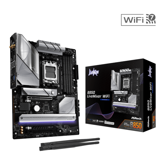 ASROCK B850 4xDDR5  4xSATA3  RAID HDMI DP            3xM2 GLAN        2xPCIEx16             WiFi