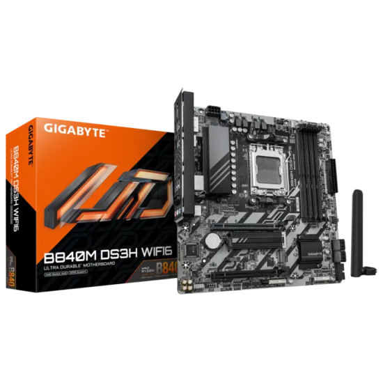 GIGABYTE B840 4xDDR5  4xSATA3  RAID HDMI 2xDP       2xM2 GLAN        2xPCIEx16                WiFi