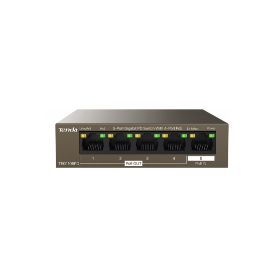 TENDA SWITCH GBIT UNMANAGED 10GBPS 5PORTS POE 6KV_PROTECTION