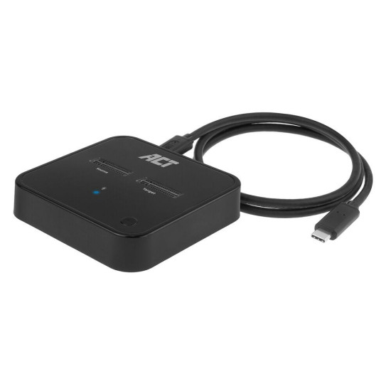 Dual SSD docking clone station, ACT M.2 NVMe/PCIe, USB-C 3.2 Gen2, 10 Gbps Dual SSD docking clone station, ACT M.2 NVMe/PCIe, USB-C 3.2 Gen2, 10 Gbps