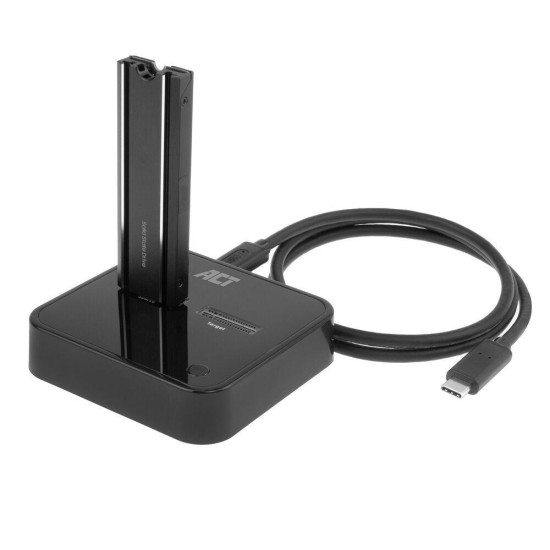 Dual SSD docking clone station, ACT M.2 NVMe/PCIe, USB-C 3.2 Gen2, 10 Gbps Dual SSD docking clone station, ACT M.2 NVMe/PCIe, USB-C 3.2 Gen2, 10 Gbps