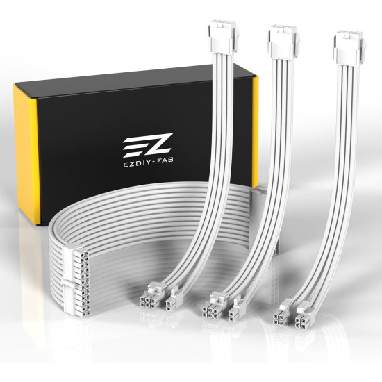 Sleeved Cable Extension Kit EZDIY-FAB - White Sleeved Cable Extension Kit EZDIY-FAB - White