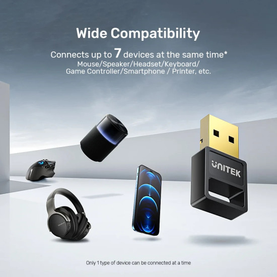 Unitek блутут адаптер Bluetooth 5.3 USB adapter, black - B105B Unitek блутут адаптер Bluetooth 5.3 USB adapter, black - B105B