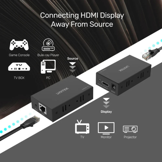 Unitek удължител HDMI Extender over LAN - V101A Unitek удължител HDMI Extender over LAN - V101A