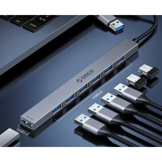 Orico хъб HUB USB-C/USB-A 7 port - USB3.0 x 1, USB2.0 x 6 - YSA2-U3-GY Orico хъб HUB USB-C/USB-A 7 port - USB3.0 x 1, USB2.0 x 6 - YSA2-U3-GY