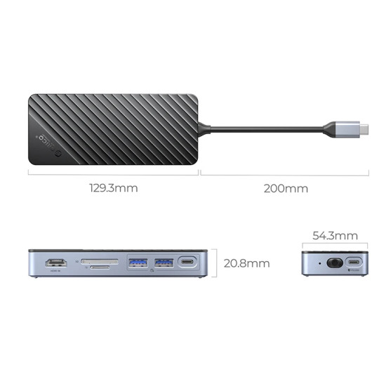 Orico докинг станция Portable Docking station M.2 SATA/NVMe - HDMI, USB3.2-A x 2, USB-C (10Gbps) x 1,USB-C (PD100W), SD/TF - OM28P-G2-BK Orico докинг станция Portable Docking station M.2 SATA/NVMe - HDMI, USB3.2-A x 2, USB-C (10Gbps) x 1,USB-C (PD100W), SD/TF - OM28P-G2-BK