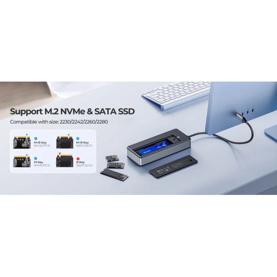 Orico докинг станция Portable Docking station M.2 SATA/NVMe - HDMI, USB3.2-A x 2, USB-C (10Gbps) x 1,USB-C (PD100W), SD/TF - OM28P-G2-BK Orico докинг станция Portable Docking station M.2 SATA/NVMe - HDMI, USB3.2-A x 2, USB-C (10Gbps) x 1,USB-C (PD100W), SD/TF - OM28P-G2-BK