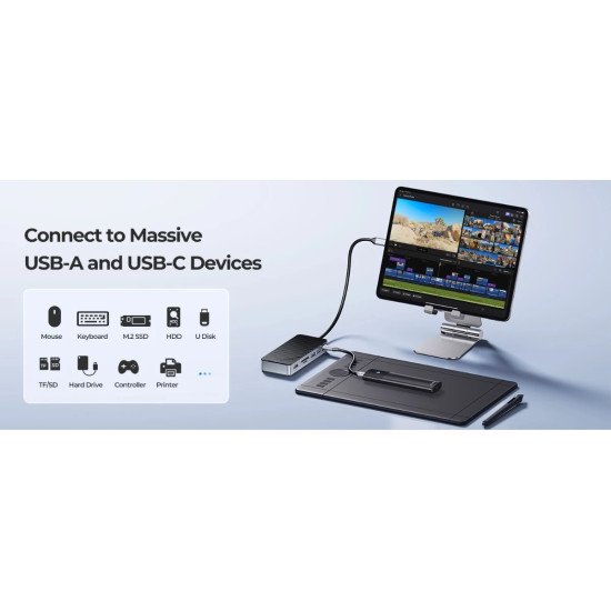 Orico докинг станция Portable Docking station M.2 SATA/NVMe - HDMI, USB3.2-A x 2, USB-C (10Gbps) x 1,USB-C (PD100W), SD/TF - OM28P-G2-BK Orico докинг станция Portable Docking station M.2 SATA/NVMe - HDMI, USB3.2-A x 2, USB-C (10Gbps) x 1,USB-C (PD100W), SD/TF - OM28P-G2-BK