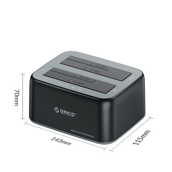 Orico докинг станция Storage - HDD/SSD Dock - 2 BAY 2.5/3.5 USB-C/USB-A - 6829C3-V1 Orico докинг станция Storage - HDD/SSD Dock - 2 BAY 2.5/3.5 USB-C/USB-A - 6829C3-V1