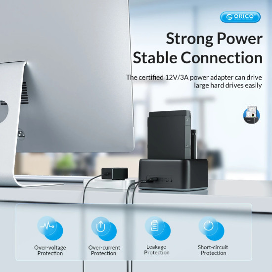 Orico докинг станция Storage - HDD/SSD Dock - 2 BAY 2.5/3.5 USB-C/USB-A - 6829C3-V1 Orico докинг станция Storage - HDD/SSD Dock - 2 BAY 2.5/3.5 USB-C/USB-A - 6829C3-V1