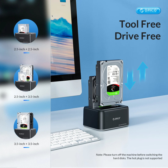 Orico докинг станция Storage - HDD/SSD Dock - 2 BAY 2.5/3.5 USB-C/USB-A - 6829C3-V1 Orico докинг станция Storage - HDD/SSD Dock - 2 BAY 2.5/3.5 USB-C/USB-A - 6829C3-V1
