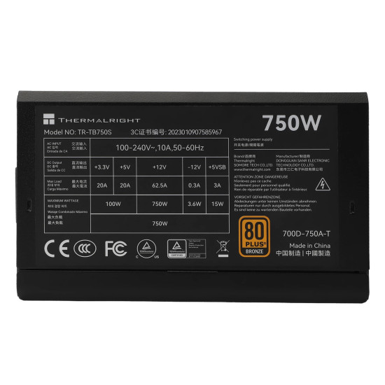 Thermalright захранване PSU ATX 3.0 750W Bronze - TR-TB750S Thermalright захранване PSU ATX 3.0 750W Bronze - TR-TB750S