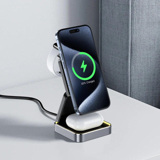 Acefast настолно устройство за безжично зареждане Desktop 3-in-1 Wireless Charging Holder - E20 Black Acefast настолно устройство за безжично зареждане Desktop 3-in-1 Wireless Charging Holder - E20 Black