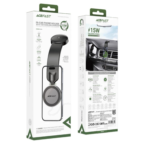 Acefast Стойка за телефон за кола Car phone holder - Magnetic Charging, 360 degree - D37 Black Acefast Стойка за телефон за кола Car phone holder - Magnetic Charging, 360 degree - D37 Black