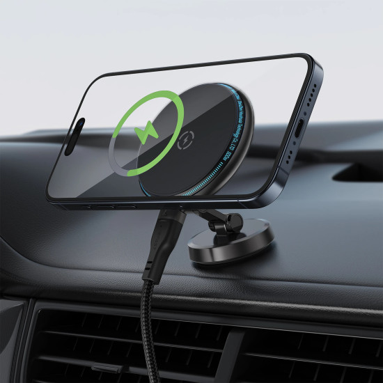 Acefast Зареждаща стойка за телефон за кола Car phone holder - MAG-Charging 15W, Metal, Magnetic Ring, 360 deg, Foldable - D30 - Black Acefast Зареждаща стойка за телефон за кола Car phone holder - MAG-Charging 15W, Metal, Magnetic Ring, 360 deg, Foldable - D30 - Black
