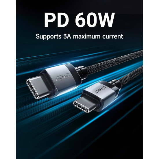 Acefast Кабел USB-C to USB-C Cable 60W Nylon Braided 1.20m - C9-03 - Black Acefast Кабел USB-C to USB-C Cable 60W Nylon Braided 1.20m - C9-03 - Black