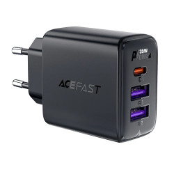 Acefast Универсално зарядно за стена Charger Wall GaN PD 35W - A57 - USB-C x 1, USB-A x 2, Black