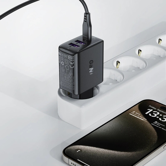 Acefast Универсално зарядно за стена Charger Wall GaN PD 35W - A57 - USB-C x 1, USB-A x 2, Black Acefast Универсално зарядно за стена Charger Wall GaN PD 35W - A57 - USB-C x 1, USB-A x 2, Black