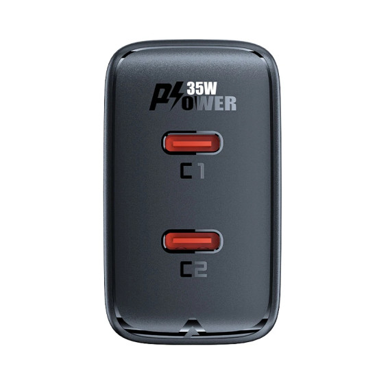 Acefast Универсално зарядно за стена Charger Wall GaN PD35W - A49 - USB-C x 2, Black Acefast Универсално зарядно за стена Charger Wall GaN PD35W - A49 - USB-C x 2, Black