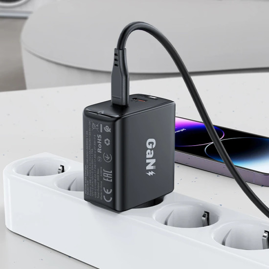 Acefast Универсално зарядно за стена Charger Wall GaN PD35W - A49 - USB-C x 2, Black Acefast Универсално зарядно за стена Charger Wall GaN PD35W - A49 - USB-C x 2, Black