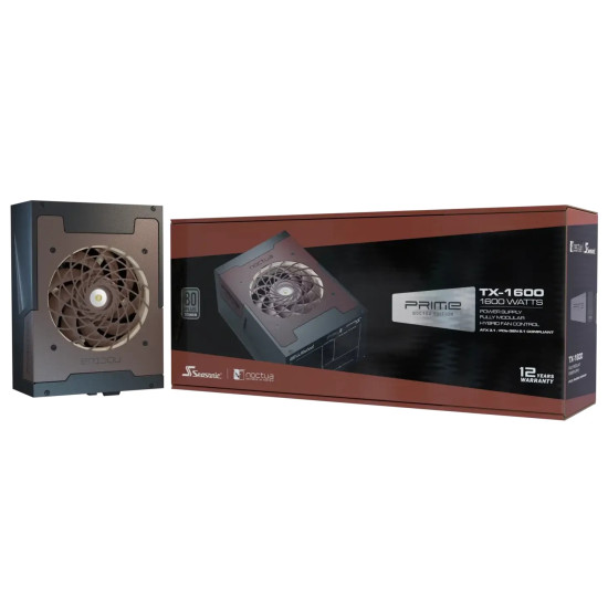 Seasonic захранване PSU ATX 3.1 1600W Titanium PCIe Gen 5 - PRIME NOCTUA EDITION TX-1600 - SSR-1600TR2-NE