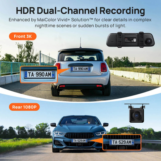 70mai комплект огледало и камера за задно виждане видеорегистратор Rearview Dash Cam 3K HDR Set - S500 70mai комплект огледало и камера за задно виждане видеорегистратор Rearview Dash Cam 3K HDR Set - S500