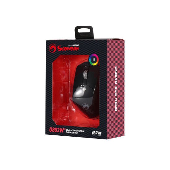 Marvo безжична геймърска мишка Wireless Gaming Mouse Duke 55 G803 BK - 4000dpi, 2.4G, Bluetooth Marvo безжична геймърска мишка Wireless Gaming Mouse Duke 55 G803 BK - 4000dpi, 2.4G, Bluetooth