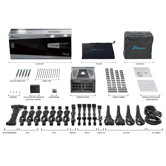 Seasonic захранване PSU ATX 3.1 2200W Platinum PCIe Gen 5 - PRIME PX-2200 Seasonic захранване PSU ATX 3.1 2200W Platinum PCIe Gen 5 - PRIME PX-2200