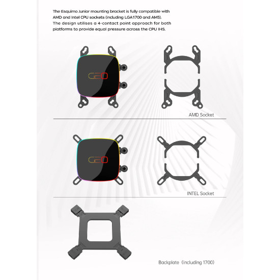Geometric Future водно охлаждане Water Cooling - Eskimo Junior 24 Black - LGA1700/AM5 Geometric Future водно охлаждане Water Cooling - Eskimo Junior 24 Black - LGA1700/AM5