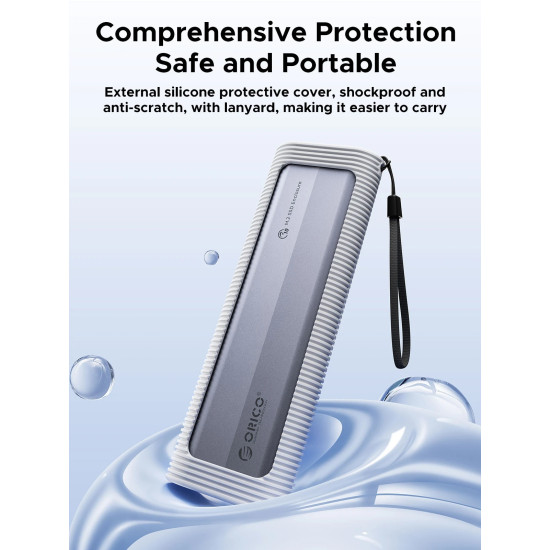 Orico външна кутия за диск Storage - Case - M.2 NVMe/SATA M/B key - USB3.1 Type-C, Silicone Protective Case, 10Gbps - AXM2S-G2-GY-BP Orico външна кутия за диск Storage - Case - M.2 NVMe/SATA M/B key - USB3.1 Type-C, Silicone Protective Case, 10Gbps - AXM2S-G2-GY-BP