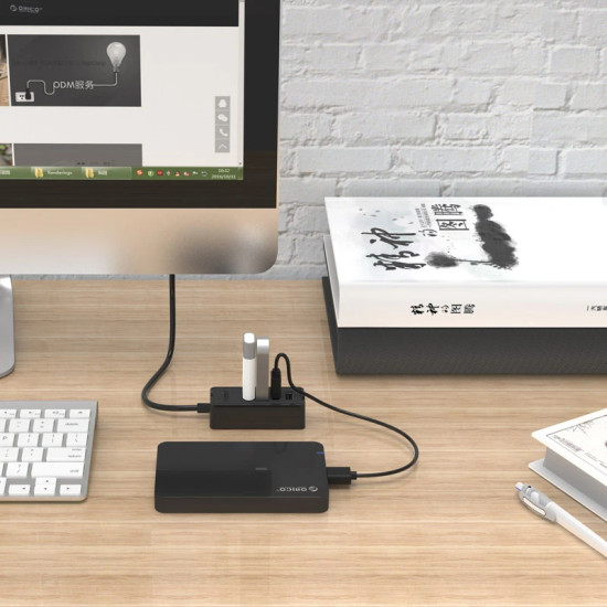 Orico хъб USB2.0 HUB 4 port - USB/Micro USB input, Black - W5P-U2-030-BK-EP Orico хъб USB2.0 HUB 4 port - USB/Micro USB input, Black - W5P-U2-030-BK-EP