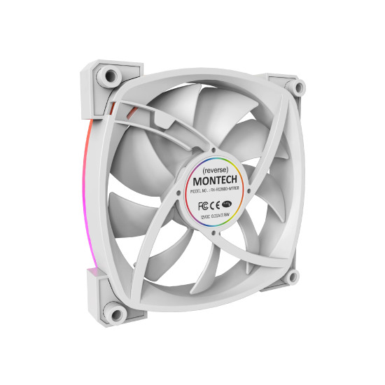 Montech вентилатор RX120 PWM, REVERSE Fan, 120mm, ARGB, White Montech вентилатор RX120 PWM, REVERSE Fan, 120mm, ARGB, White