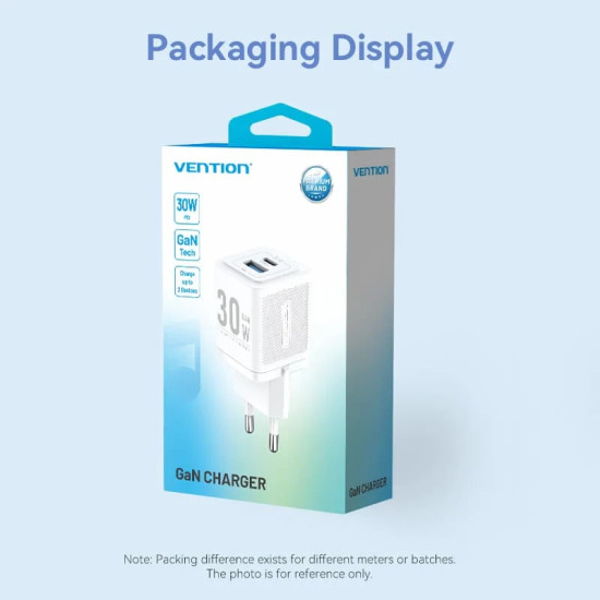 Vention зарядно за стена Charger Wall GaN - QC3.0 + Power Distribution Type-C 30W - FEQW0-EU Vention зарядно за стена Charger Wall GaN - QC3.0 + Power Distribution Type-C 30W - FEQW0-EU