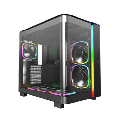 Montech кутия KING 95 Pro, Dual Chamber Mid-tower Case, 6 ARGB Fans, 2 Front Panels, Black