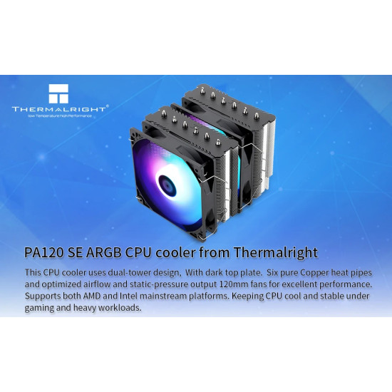 Thermalright охладител CPU Cooler Peerless Assassin 120 SE A-RGB - Dual-Tower - LGA1851/LGA1700/AM5 Thermalright охладител CPU Cooler Peerless Assassin 120 SE A-RGB - Dual-Tower - LGA1851/LGA1700/AM5