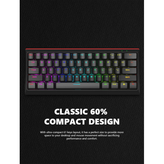 Marvo геймърска клавиатура Gaming Mechanical keyboard 61 keys TKL - KG962G - RED switches, RGB Marvo геймърска клавиатура Gaming Mechanical keyboard 61 keys TKL - KG962G - RED switches, RGB