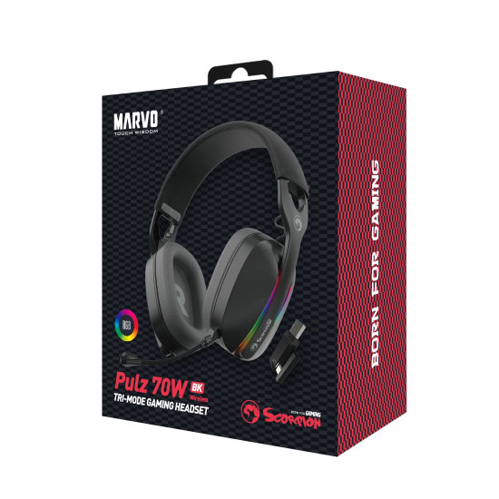 Marvo безжични геймърски слушалки Gaming Headphones Pulz 70W - Bluetooth, 2.4G - MARVO-HG9086W Marvo безжични геймърски слушалки Gaming Headphones Pulz 70W - Bluetooth, 2.4G - MARVO-HG9086W
