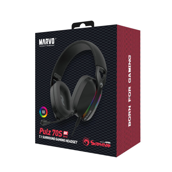 Marvo Геймърски слушалки Gaming Headphones Pulz 70S - 7.1 RGB - MARVO-HG9086-BK Marvo Геймърски слушалки Gaming Headphones Pulz 70S - 7.1 RGB - MARVO-HG9086-BK