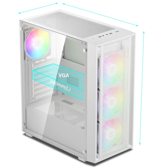 Gamdias кутия Case ATX - AURA GC2 Elite White - Mesh, RGB, Tempered Glass Gamdias кутия Case ATX - AURA GC2 Elite White - Mesh, RGB, Tempered Glass