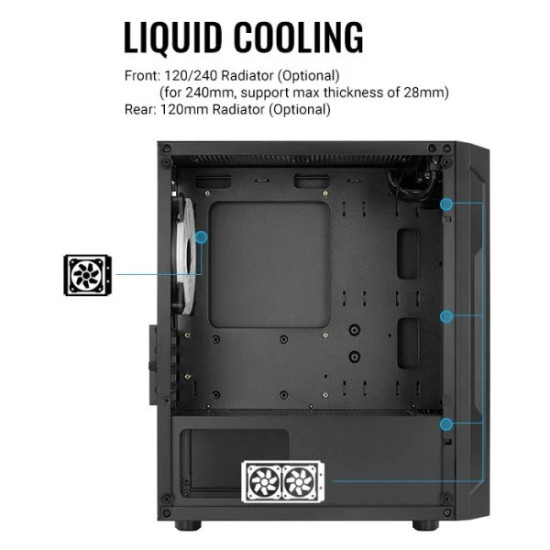 AeroCool кутия Case mATX - Trinity Mini-G-BK-v3 - 3 fans included, Tempered Glass AeroCool кутия Case mATX - Trinity Mini-G-BK-v3 - 3 fans included, Tempered Glass