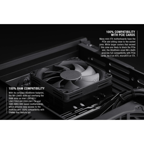 Noctua Охлаждане CPU Cooler NH-L9x65 chromax.black - LGA1851/1700/1200/AM5 Noctua Охлаждане CPU Cooler NH-L9x65 chromax.black - LGA1851/1700/1200/AM5