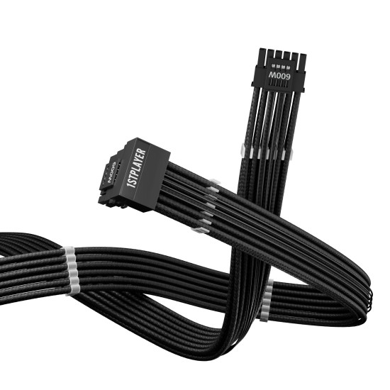 1stPlayer модулен кабел Custom Sleeved Modding Cable Black - PCIe 5.0 12VHPWR M/M - FM2-B-BK 1stPlayer модулен кабел Custom Sleeved Modding Cable Black - PCIe 5.0 12VHPWR M/M - FM2-B-BK